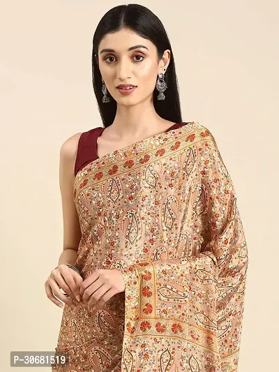 Stylish Beige Chiffon Saree With Blouse Piece For Women-thumb3