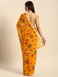 Stylish Yellow Chiffon Saree With Blouse Piece For Women-thumb1