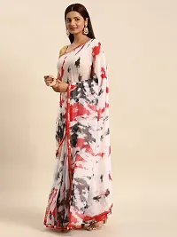 Stylish Pink Chiffon Saree With Blouse Piece For Women-thumb1