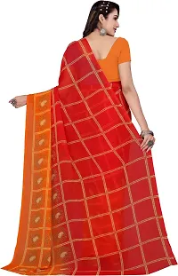 Stylish Orange Georgette Saree With Blouse Piece For Women-thumb1