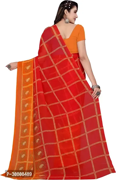 Stylish Orange Georgette Saree With Blouse Piece For Women-thumb2