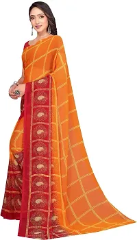 Stylish Orange Georgette Saree With Blouse Piece For Women-thumb2