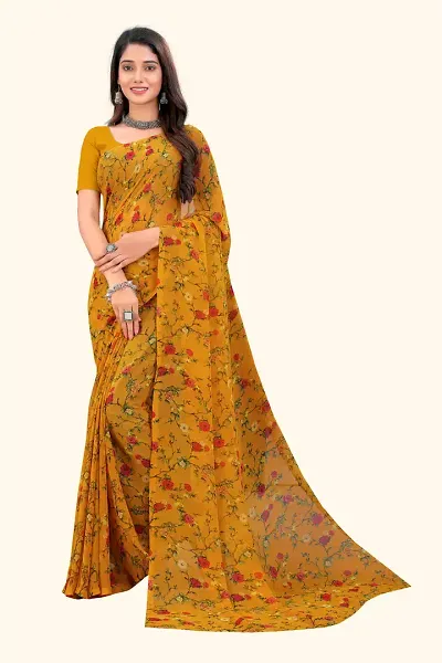 Attractive Georgette Saree with Blouse piece 