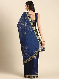 Stylish Blue Georgette Saree With Blouse Piece For Women-thumb1