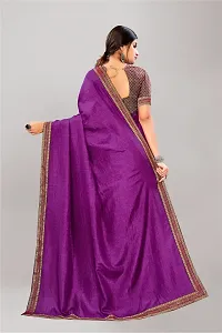 Stylish Purple Silk Blend Saree With Blouse Piece For Women-thumb1