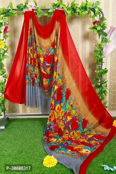 Stylish Multicoloured Georgette Saree With Blouse Piece For Women