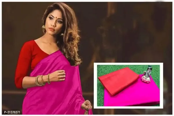 Stylish Pink Chanderi Cotton Saree With Blouse Piece For Women