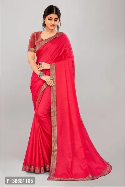 Stylish Pink Silk Blend Saree With Blouse Piece For Women-thumb0