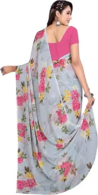 Stylish Grey Georgette Saree With Blouse Piece For Women-thumb1