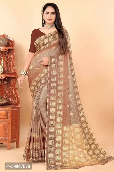 Stylish Beige Art Silk Saree Without Blouse Piece For Women