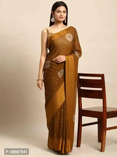 Stylish Brown Georgette Saree With Blouse Piece For Women