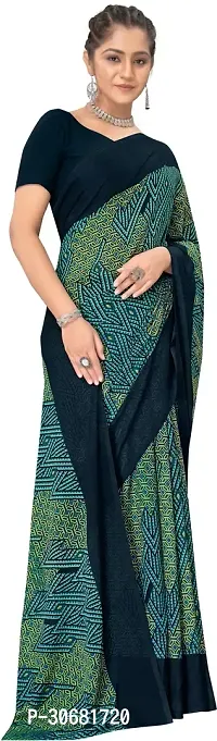 Stylish Green Georgette Saree With Blouse Piece For Women-thumb4