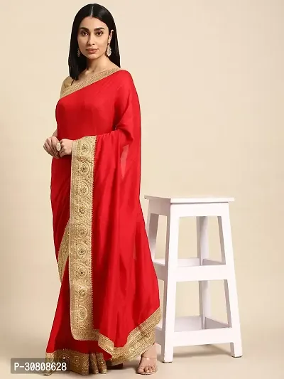 Stylish Red Art Silk Saree With Blouse Piece For Women