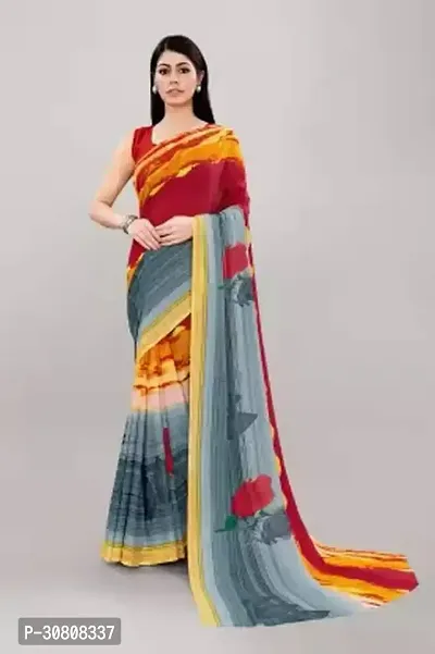 Stylish Multicoloured Georgette Saree With Blouse Piece For Women