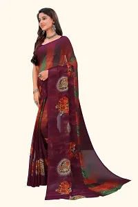 Stylish Purple Georgette Saree With Blouse Piece For Women-thumb2