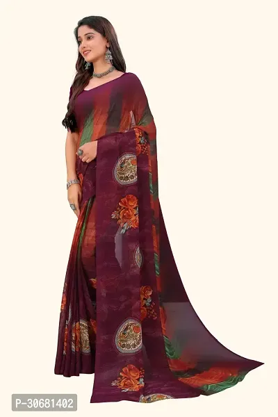 Stylish Purple Georgette Saree With Blouse Piece For Women-thumb3