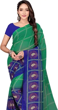 Stylish Green Georgette Saree With Blouse Piece For Women-thumb2