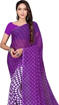 Stylish Purple Georgette Saree With Blouse Piece For Women-thumb2