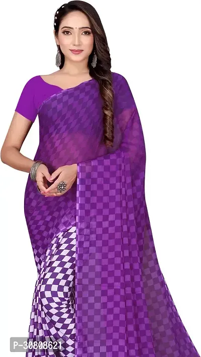 Stylish Purple Georgette Saree With Blouse Piece For Women-thumb3