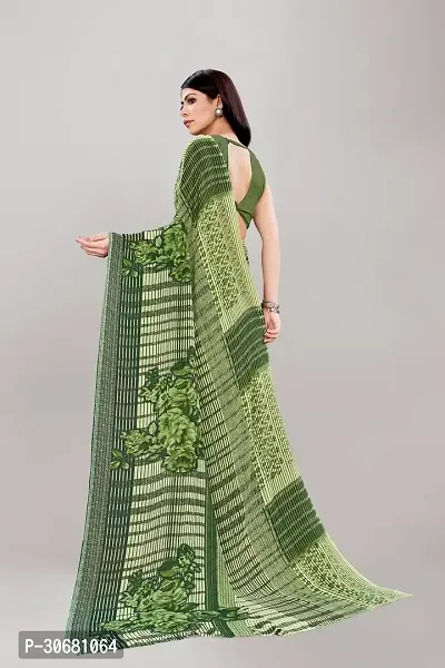 Stylish Green Georgette Saree With Blouse Piece For Women-thumb2