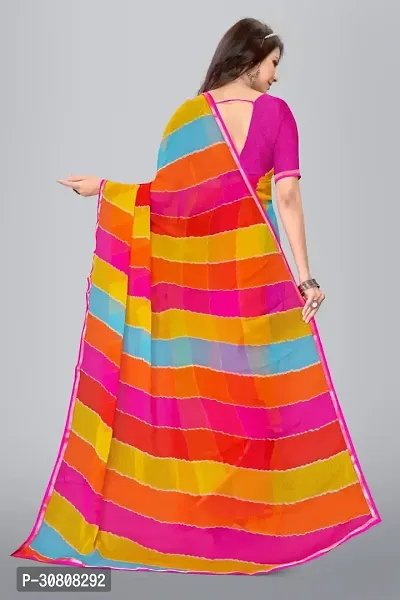 Stylish Multicoloured Chiffon Saree With Blouse Piece For Women-thumb2