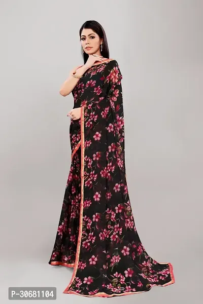 Stylish Black Georgette Saree With Blouse Piece For Women-thumb3