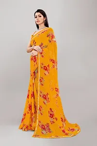 Stylish Yellow Georgette Saree With Blouse Piece For Women-thumb2