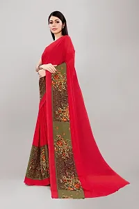 Stylish Red Georgette Saree With Blouse Piece For Women-thumb2