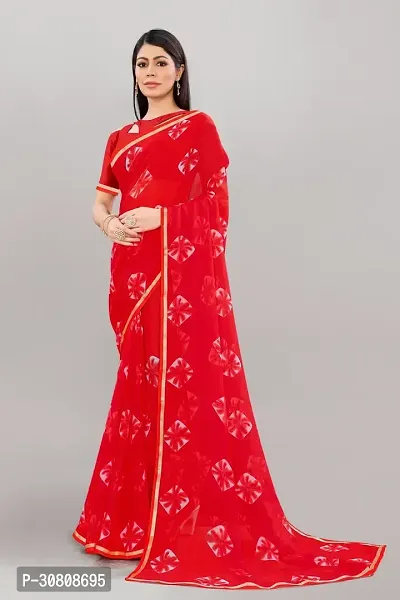 Stylish Red Georgette Saree With Blouse Piece For Women-thumb4