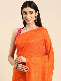 Stylish Orange Chiffon Saree With Blouse Piece For Women-thumb2