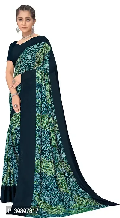 Stylish Blue Georgette Saree With Blouse Piece For Women-thumb3