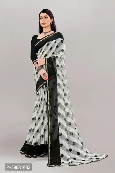 Stylish Grey Georgette Saree With Blouse Piece For Women-thumb3