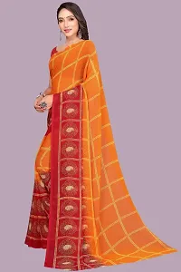 Stylish Orange Chiffon Saree With Blouse Piece For Women-thumb2