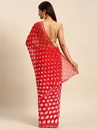 Stylish Red Chiffon Saree With Blouse Piece For Women-thumb1