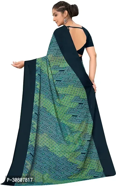 Stylish Blue Georgette Saree With Blouse Piece For Women-thumb2