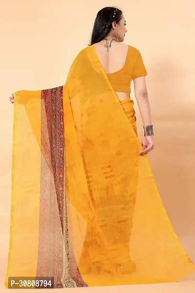 Stylish Yellow Georgette Saree Without Blouse Piece For Women-thumb2