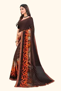 Stylish Brown Georgette Saree With Blouse Piece For Women-thumb3