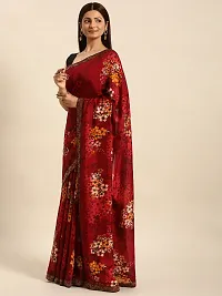 Stylish Maroon Chiffon Saree With Blouse Piece For Women-thumb2