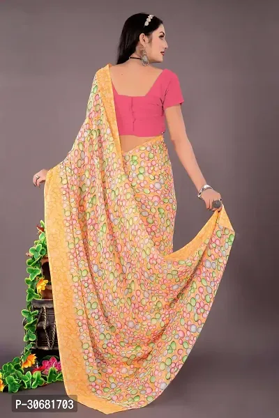 Stylish Peach Georgette Saree Without Blouse Piece For Women-thumb2