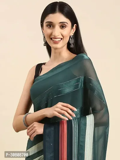 Stylish Sea Green Chiffon Saree With Blouse Piece For Women-thumb3