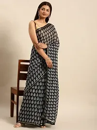 Stylish Grey Chiffon Saree With Blouse Piece For Women-thumb1