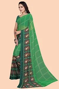 Stylish Green Chiffon Saree With Blouse Piece For Women-thumb2