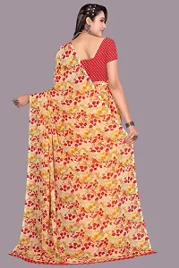 Stylish Peach Chiffon Saree With Blouse Piece For Women-thumb1