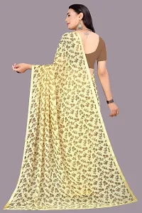 Stylish Beige Chiffon Saree With Blouse Piece For Women-thumb1