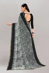 Stylish Grey Georgette Saree With Blouse Piece For Women-thumb1