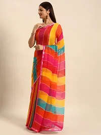 Stylish Multicoloured Chiffon Saree With Blouse Piece For Women-thumb2