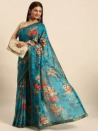 Stylish Blue Chiffon Saree With Blouse Piece For Women-thumb2