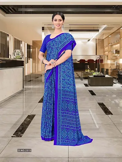 Trendy Crepe Printed Sarees With Blouse Piece