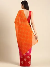 Stylish Orange Chiffon Saree With Blouse Piece For Women-thumb1