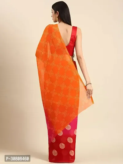 Stylish Orange Chiffon Saree With Blouse Piece For Women-thumb2